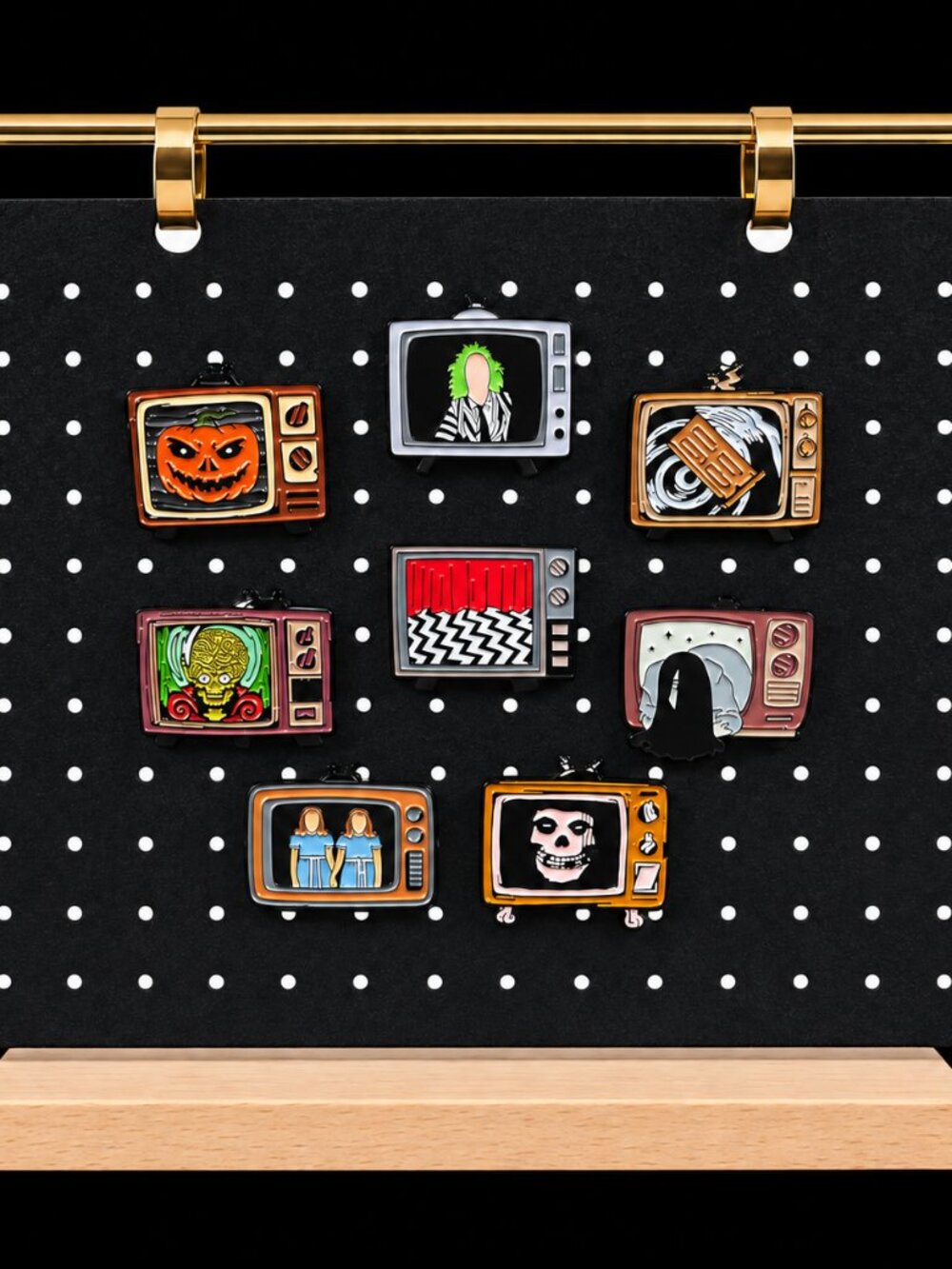 Retro Horror TV Enamel Pin Bundle Set of 8 Halloween Spooky Collectible Pins